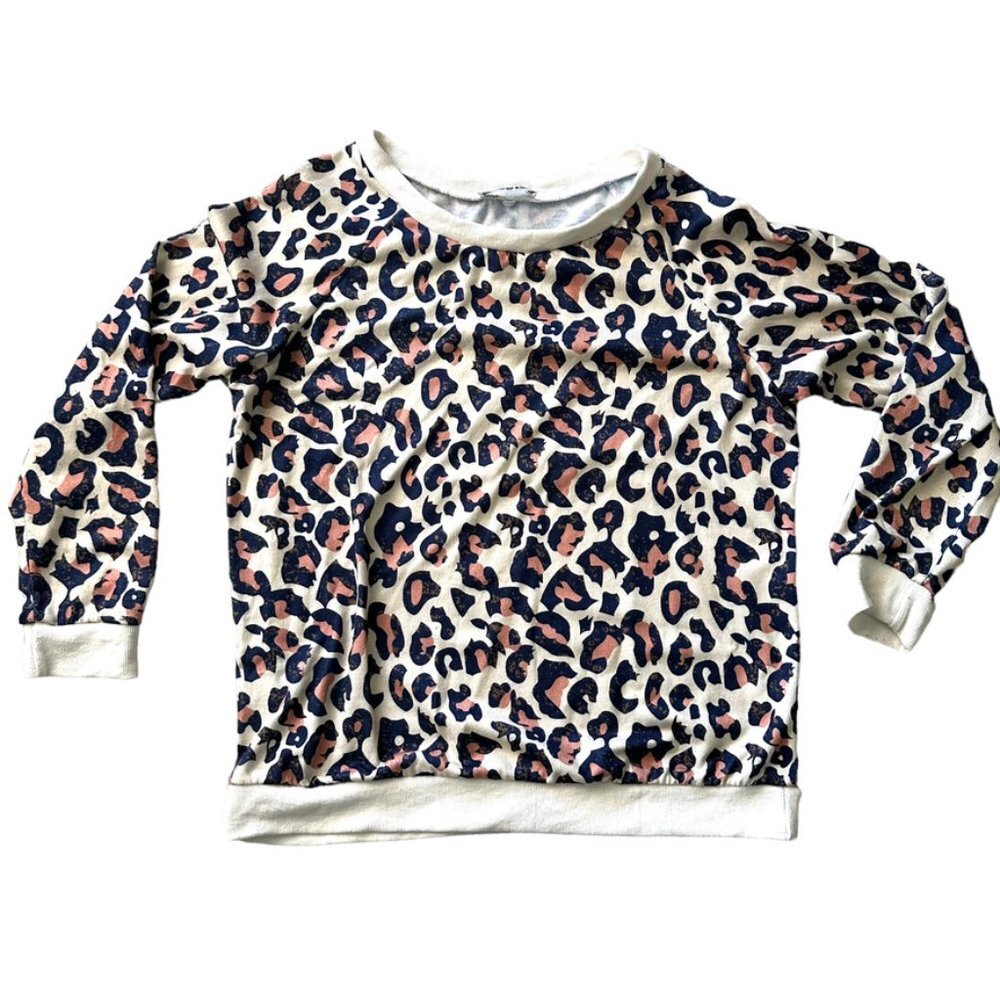 Cream and Navy leopard print Ecowish sweatshirt  EUC